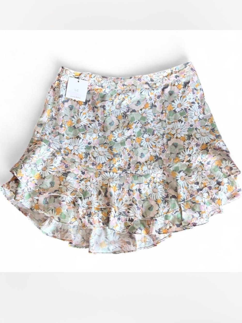 LC Lauren Conrad Pastel Floral Ruffle Skater Skirt